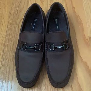 Men’s Brown cloth and leather loafers